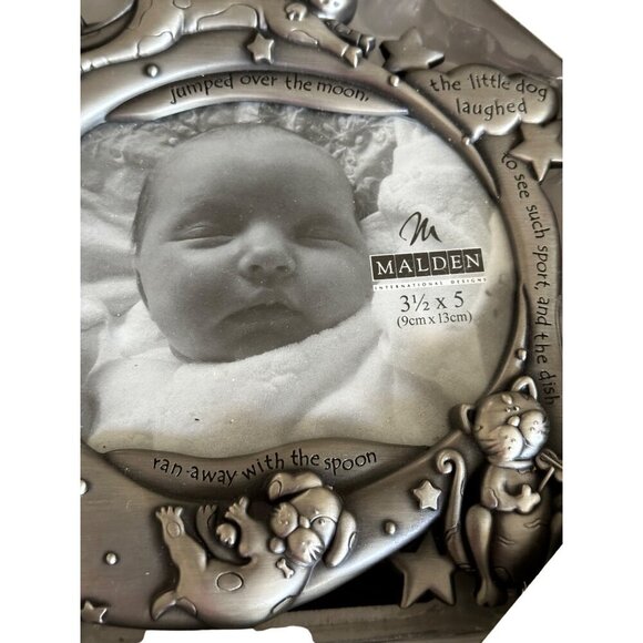Malden"Hey Diddle Diddle" Baby Nursery Rhymes Pewter Picture Frame 3.5" x 5" NEW - Picture 2 of 8